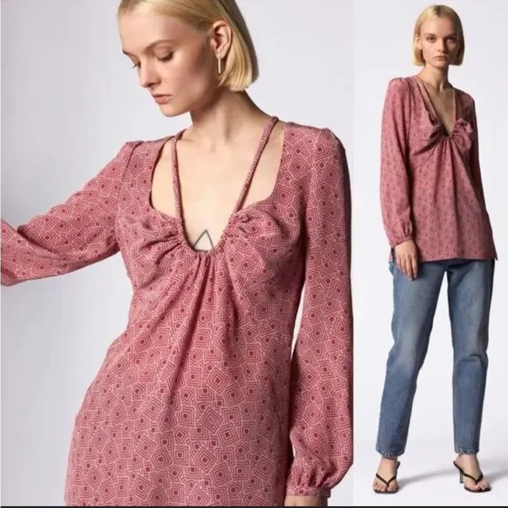 Equipment Arden Puff Sleeve Silk Blouse — Size 0 — NWT